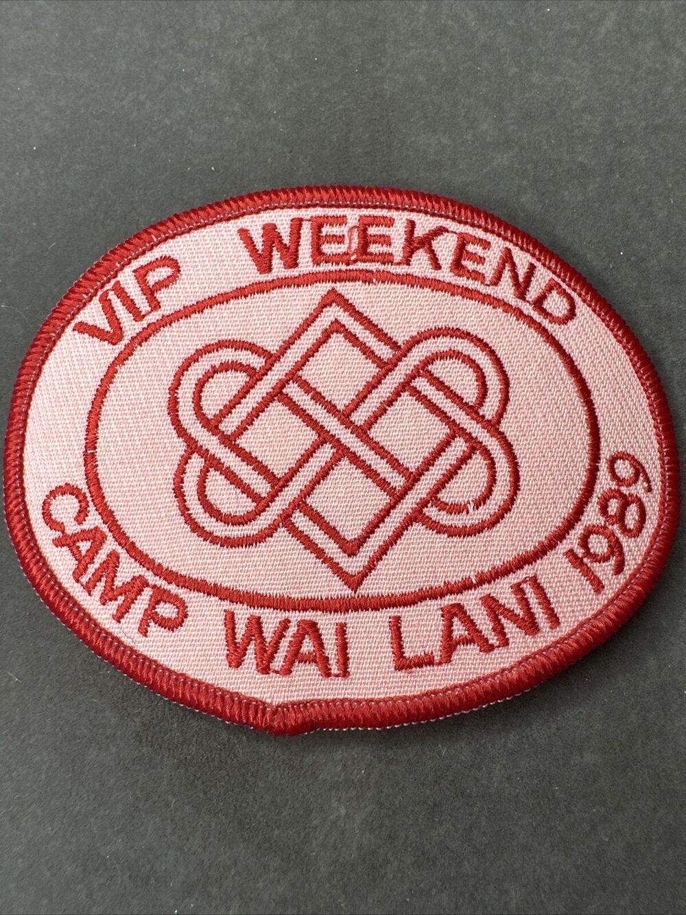 Vip Weekend Camp WAI LANI 1989 Red And Pink Patch Celtic